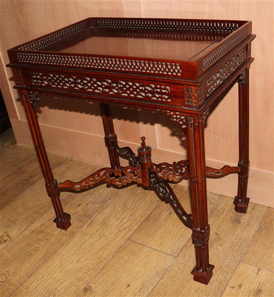 A Chippendale style silver table, W.62cm